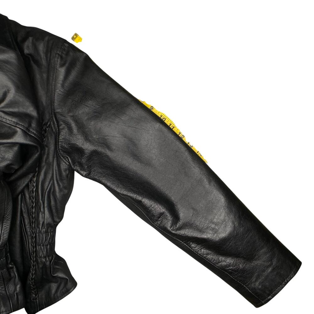 Silver Bike Genuine Leather Moto Jacket Women Sz XL Black Braiding - Picture 11 of 15